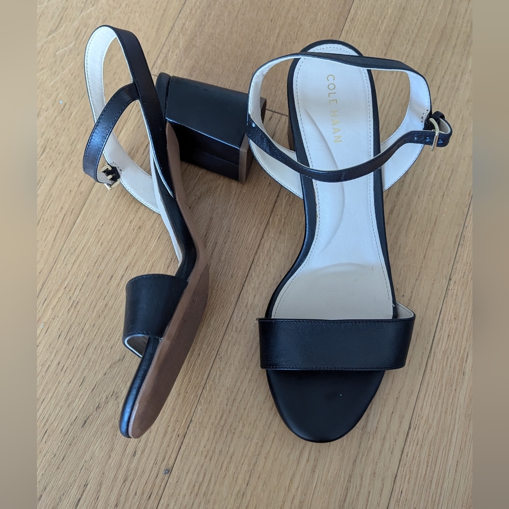 Cole Haan Black and White Slingback Sandals